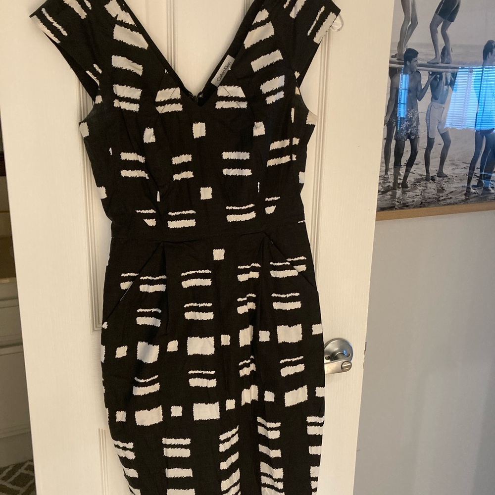 Calvin Klein Black and White Midi Dress
